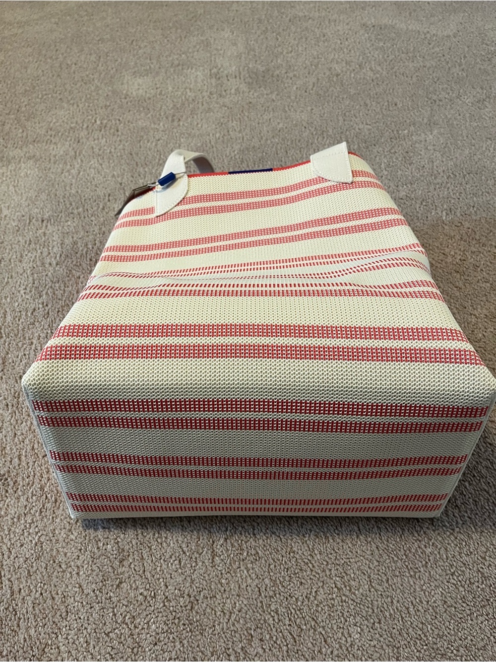Rothy's Striped Lightweight Knit Tote Bag - Coral and Cream - Picture 3 of 7